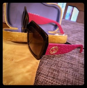 Gucci havana & hot pink glitter sunglasses
